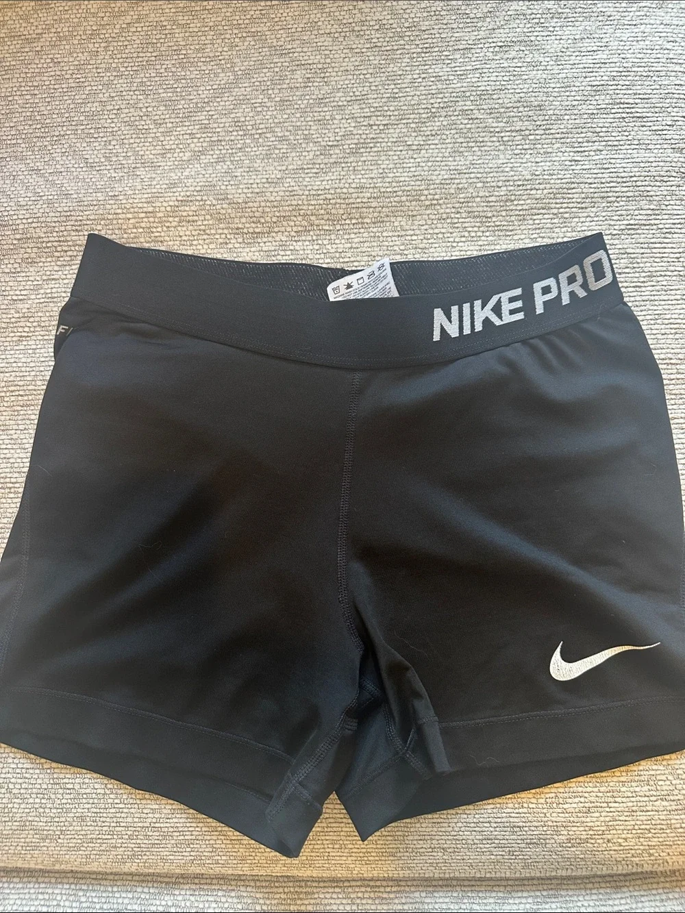 Nike Pro Dri-fit Black Compression Shorts with White Swoosh